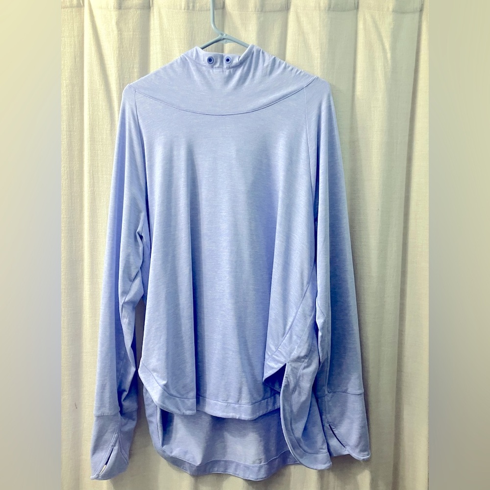 Athleta Heathered Blue Long Sleeve Top with Hood